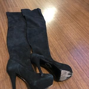 Above the knee suede boots